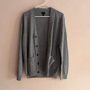 J. Crew Men's light gray mens merino wool cardigan size medium open front